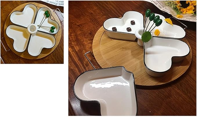 Dipping Bowls Ceramic Appetizer Plate, Snack Plate, Tableware, Seasoning Plate, Dipping Sauce Plate, Fruit Plate with Bracket Platter Sauce Dish (A)