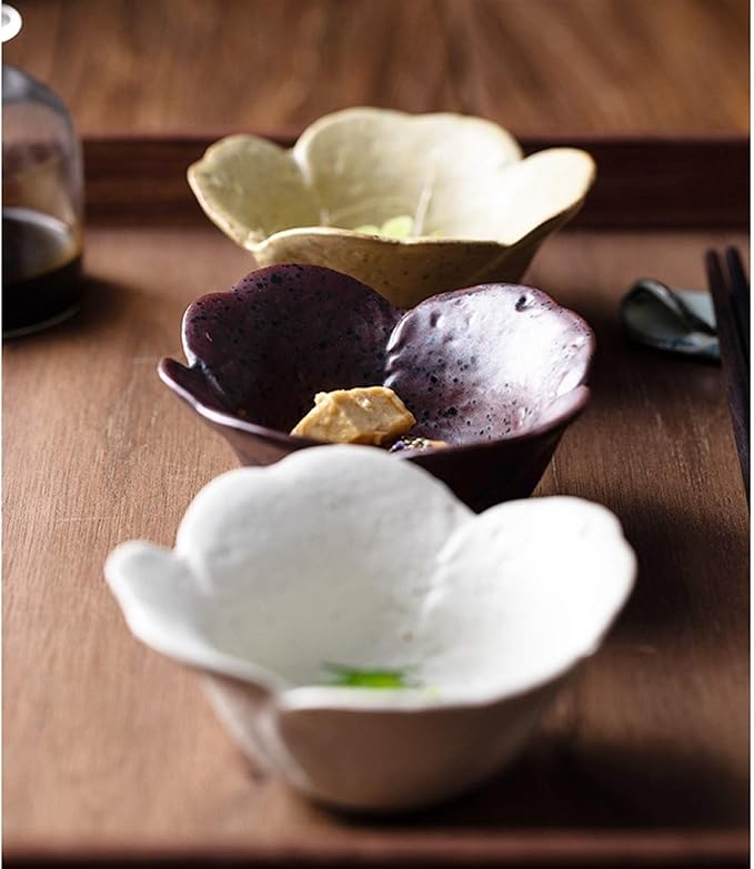 Snack Plate Ceramic Appetizer Plate, Snack Plate, Tableware, Seasoning Plate, Dipping Sauce Plate, Flower-Shaped Sauce Plate Snack Tray (Color : A)
