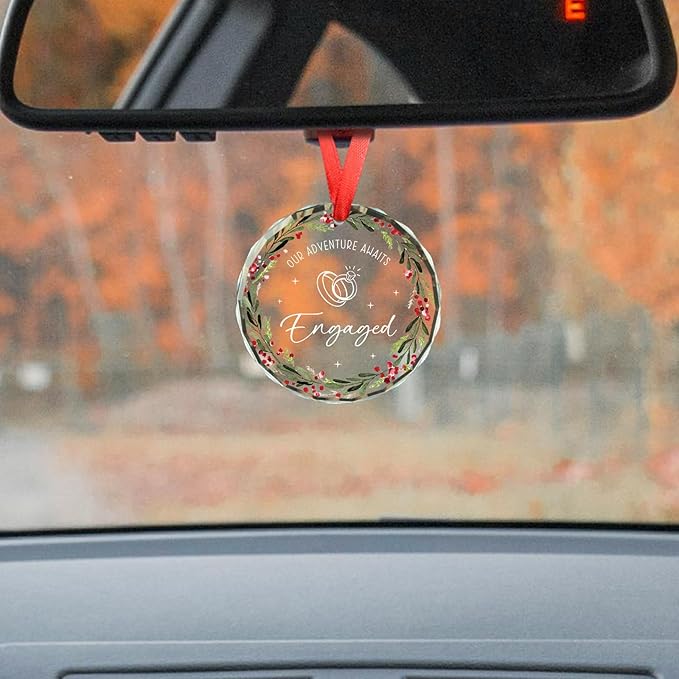 Wedding Gifts for Couples 2025, Mr and Mrs Gifts, Our Adventure Awaits Engaged Glass Ornament, Bridal Shower Gift Engagement Gift for Newlyweds, Married Christmas Ornaments 2025