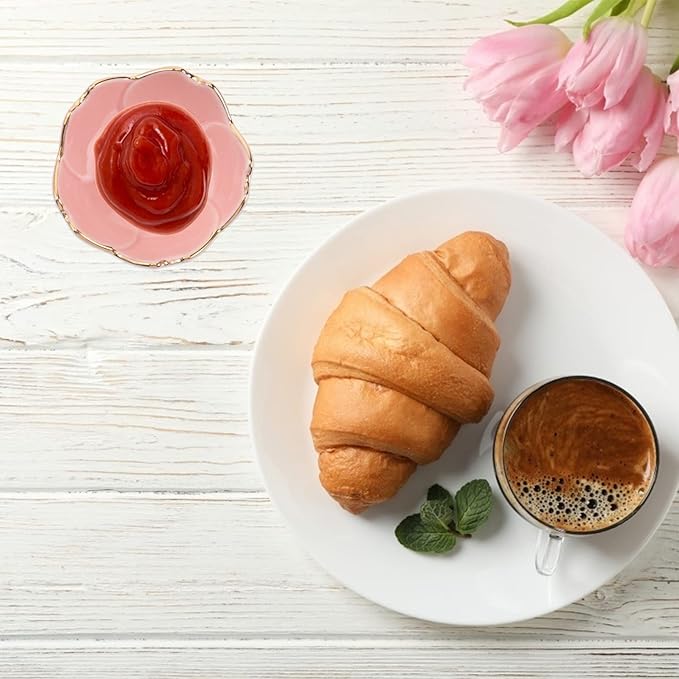 Ceramic Salad Bowls,Dessert Bowls, 2pcs Sauce Dishes Ceramic Seasoning Dipping Bowl Flower Shape Sushi Soy Dipping Bowl Appetizer Plates Serving Dish for Kitchen Home (Blue) Sushi Plates ( Color : Pin
