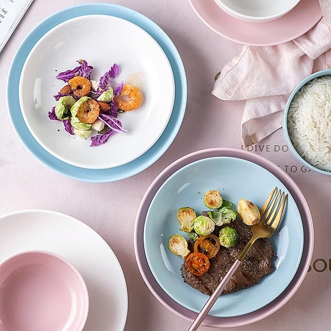 Kitchen Plates Ceramic Plate Salad Sushi Plate Ramen Fruit Steak Plate Suitable for Home Kitchen Restaurant Restaurant Plates(7in-B)