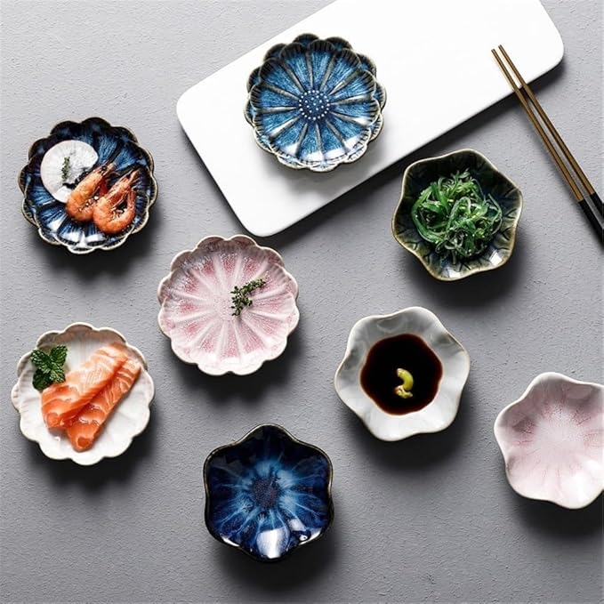 Appetizer Plates Ceramic Plate Retro Kiln Glaze Multi-purpose Storage Tray Dipping Sashimi Sushi Soy Dishes for Condiment