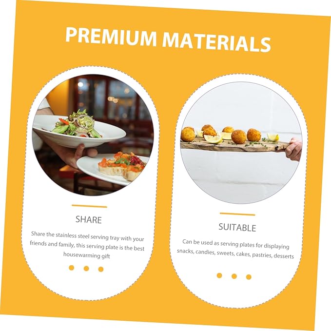 PRETYZOOM Gold Serving Tray Metal Snack Plate Lids Cooking Tray for Fried Chicken Snack Serving Dish Handle