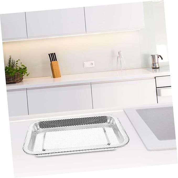 Stainless Steel Drain Tray Steaming Dish Fine Mesh Tea Tray Japanese Style for Air Fryer Replacement Parts Efficient Water Drainage
