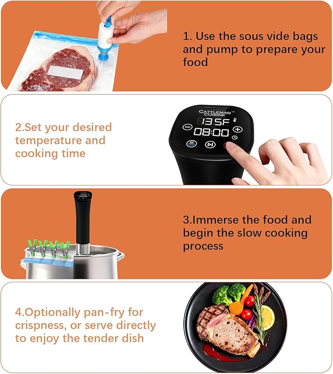 Sous Vide Cooker, Wine Chiller, 1000W, Sous Vide Machine for Kitchen, Immersion Circulator, Sous Vide Kit with Vacuum Bags, Vacuum Pump, Accurate Temperature Timer, Fast Heating