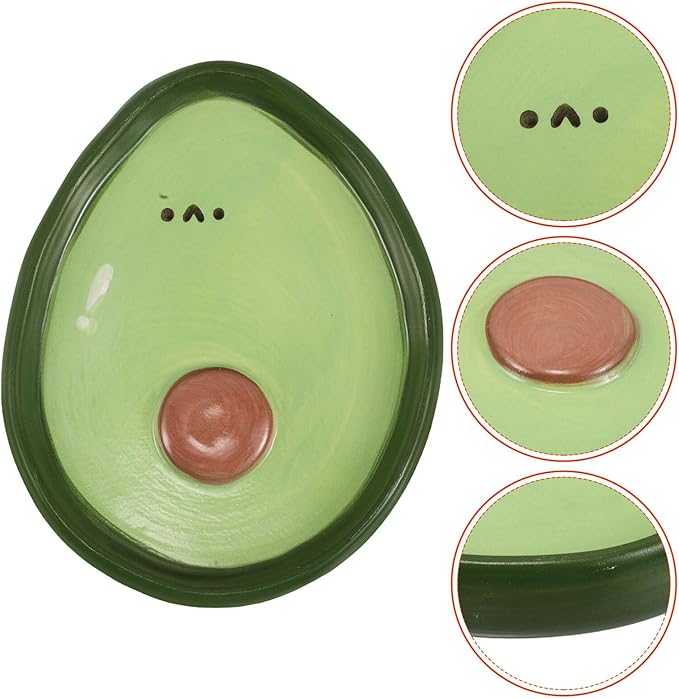 Cute 4-inch Avocado Ceramic Plate Small Fruit-shaped Dessert and Appetizer Dish for Home Use Reusable Hand-painted Snack and Dipping Tray