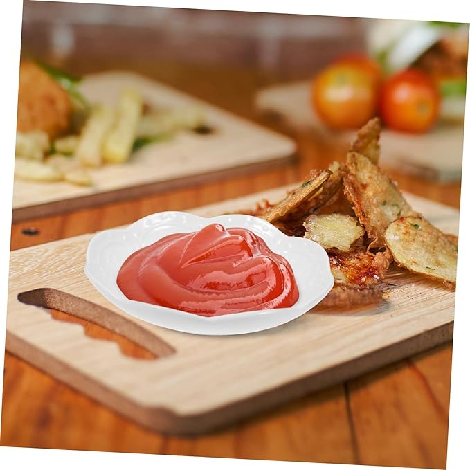 2sets Embossed Ceramic Sauce Dish Multipurpose Appetizer Plates for Dips Condiments and Snacks Modern Design Stain Resistant for Parties and Everyday Use 2pcs*2
