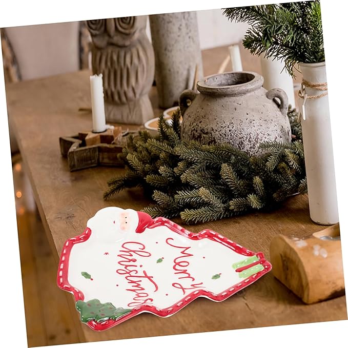 Christmas Tree Ceramic Plate Versatile Dipping Dish for Condiments Fruits Nuts Unique Holiday Serving Platter for Festive Table Settings