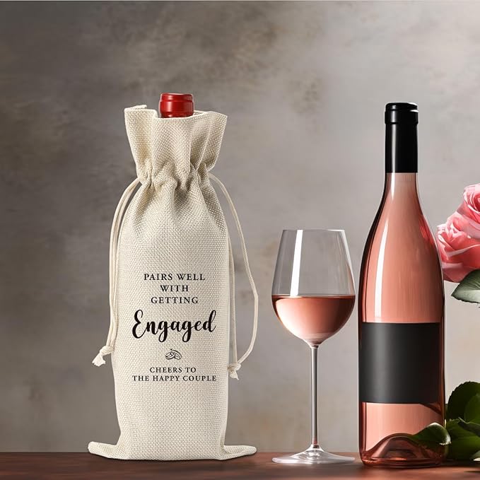 Engagement Gifts for Couples Wedding Gift for Mr and Mrs Engagement Party Decorations Gifts for Engaged Couple Engaged Wine Bag