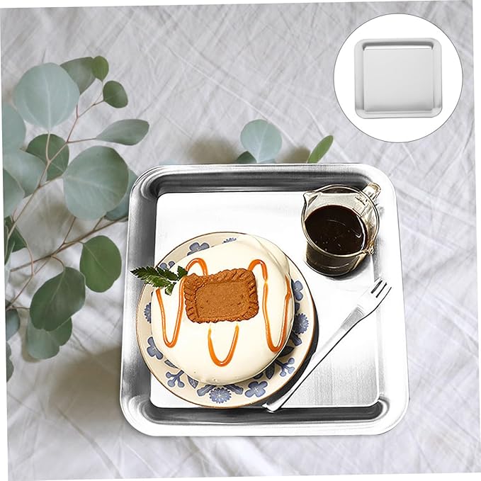 GLEAVI Stainless Steel Serving Tray Cake and Dessert Plate for Home Food Storage for Parties Picnics and Afternoon Tea Gatherings