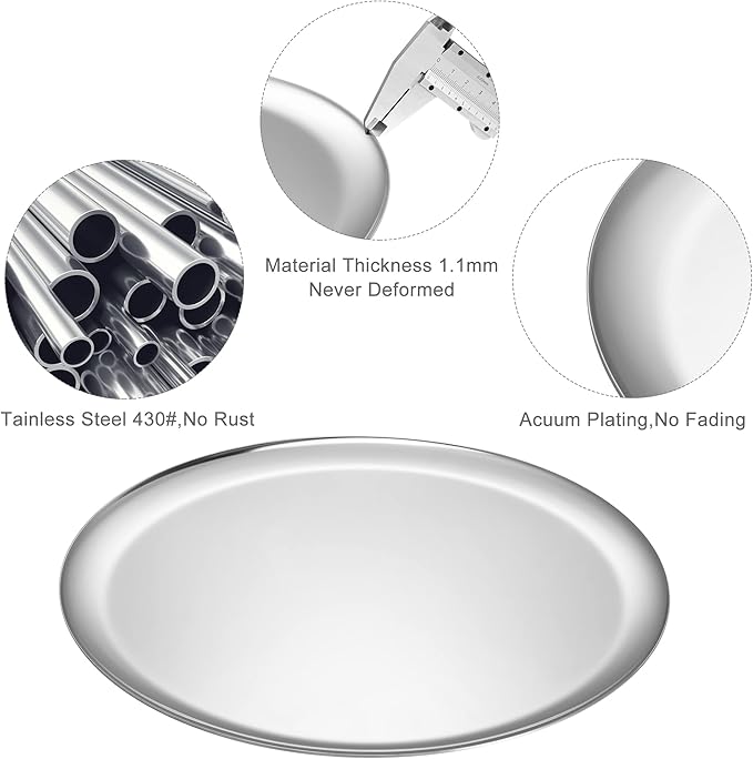 Large Mirror-Polished Stainless Steel Round Tray – Multi-Purpose Decorative Storage for Jewelry, Cosmetics & Essentials – 11.02" Silver Organizer for Bathroom,Bedroom,Coffee Table & Living Room