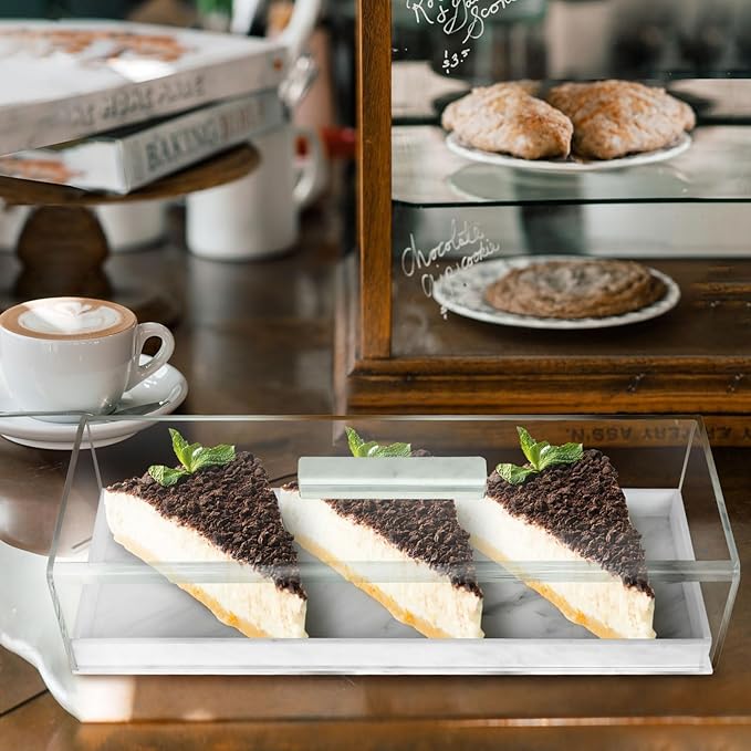 Acrylic Rectangular Cake Tray - Multifunctional Cake Stand with Cover Lid (2PCS)
