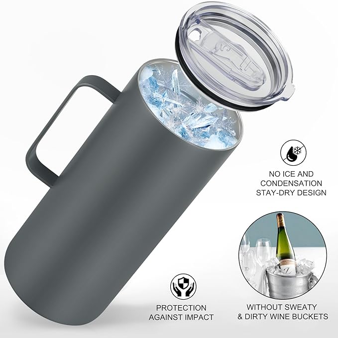 2 IN 1 Wine Chiller Single Bottle and Travel Tumbler, 42oz Stainless Steel Iceless Cooler Wine Bottle, Insulated Mug with Lid, Keep Wine Cold up to 6 Hours Fits Most Wine Bottles Gift for Wine Lovers