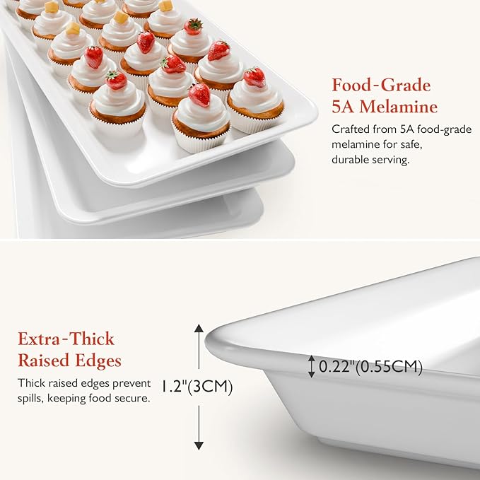 Extra Large 3-Tier Melamine Serving Tray Set and Cupcake Stand for Party Events, 17" Platters with Tiered Stand, Holds 63 Cupcakes, Food, Dessert, and Fruit β Black