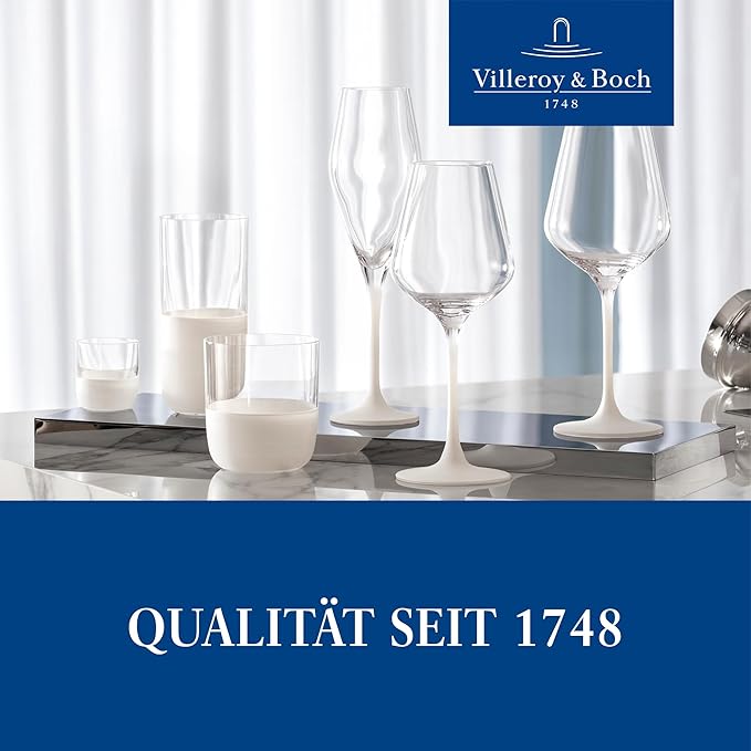Villeroy & Boch - Manufacture Rock Blanc Red Wine Goblet Set, 4 pcs. Set of Drinking Glasses for Red Wine, 15.5 oz, Crystal Glass, Matte White Slate Look