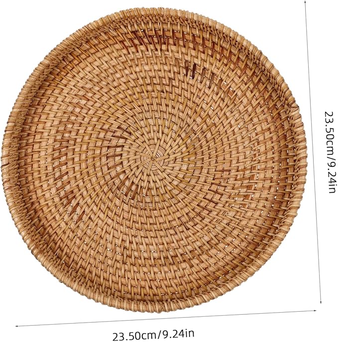 DOITOOL Wear-Resistant Rattan Serving Tray Multi-Function Fruit Plate Perfect for Desserts Snacks