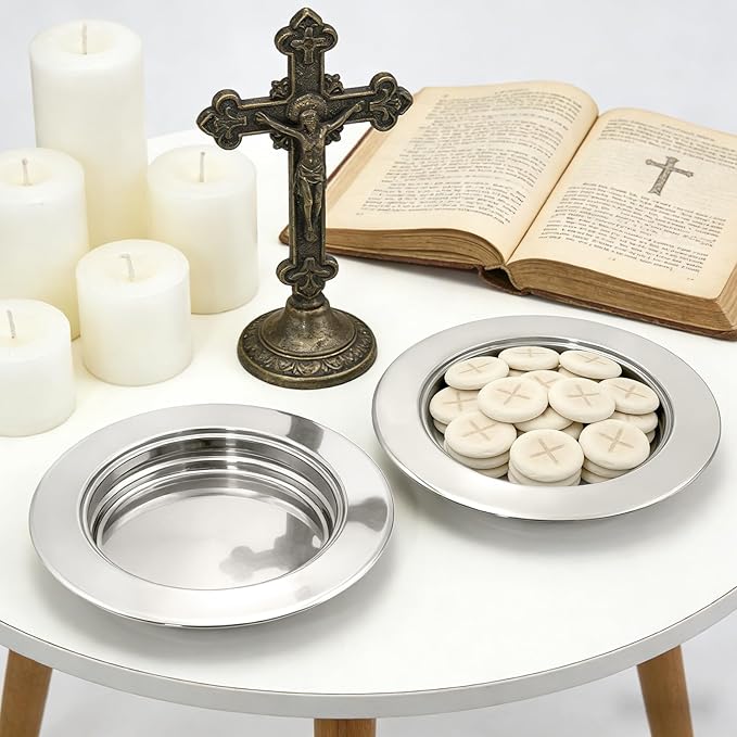 Bread Silver Premium Communion Trays for Churches, Stainless Steel Communion Set, Church Communion Bread and Serving Supplies