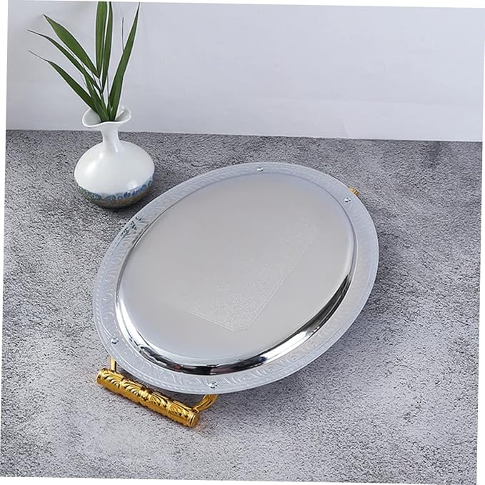 LIFKOME Elegant Oval Serving Tray Metal Snack Fruit Tray Desktop Dried Fruit Plate