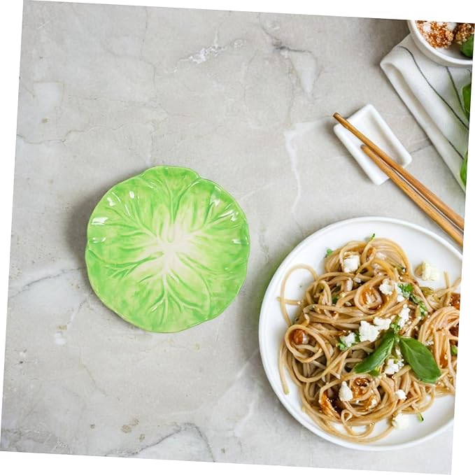Custom Cabbage Plate Green Dish Set Stylish Ceramic Serving Platter for Home