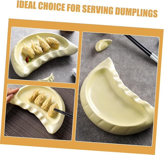 Luxshiny Ceramic Dumpling Shaped Plate Cute Japanese Sushi Platter for Appetizers Snacks and Desserts Versatile Ceramic Dish for Family Gatherings and Restaurant Tableware