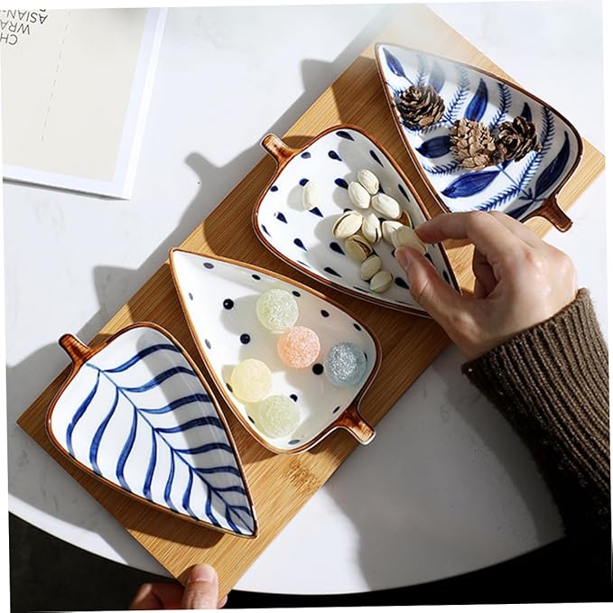 Cabilock Leaf Shape Mini Sauce Plates Ceramic Household Dipping Dishes for Snacks Seasonings and Appetizers Easy to Clean for Desserts and Side Dishes