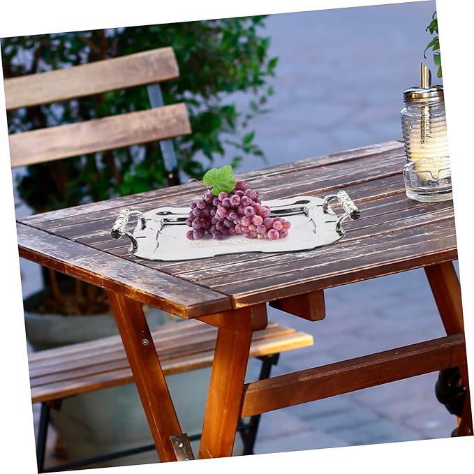 Unomor Elegant Stainless Steel Serving Tray Capacity Fruit Plate Versatile Desktop Fruit Tray Ktv Restaurant Dessert Serving Dish