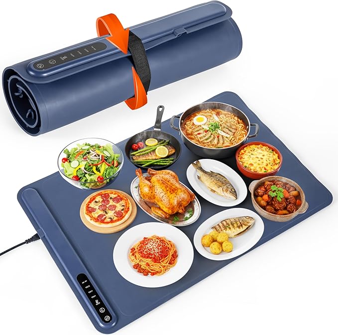 Cozy Chef's Kitchen Foldable Food Warming Mat with Full Surface Heating in 10sec – Portable Heating Pad with 6 Level Adjustable Temperature & 6H Timer for Buffet, Party, Gathering, Daily Use | 35"x16"