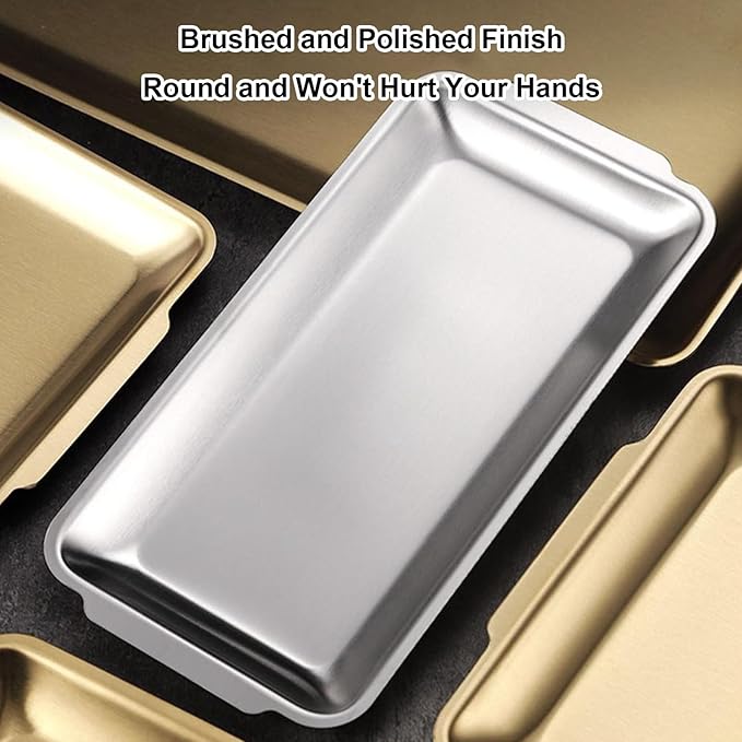 Baking Sheet, Sheet Pans for Baking Stainless Steel, Rectangle Metal Serving Tray with Handles for Dining, Party, Buffet, Dishwasher(Gold,22 * 11cm/9 * 4in)