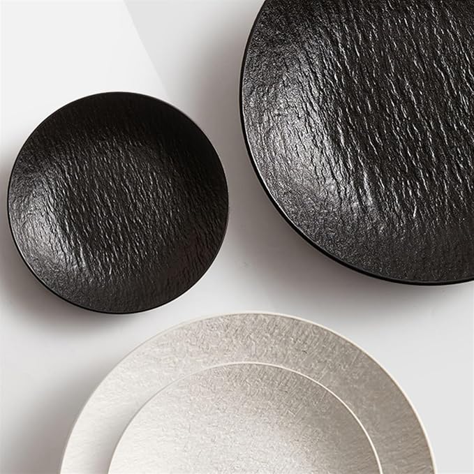 Party Supplies Fruit Tray Household Deep Plate Ceramic Salad Bowl Soup Plate White Rock Dish Household Kitchen Restaurant Plate Round Frosted Dining Plate Party Plates ( Color : B , Size : 11.14in )