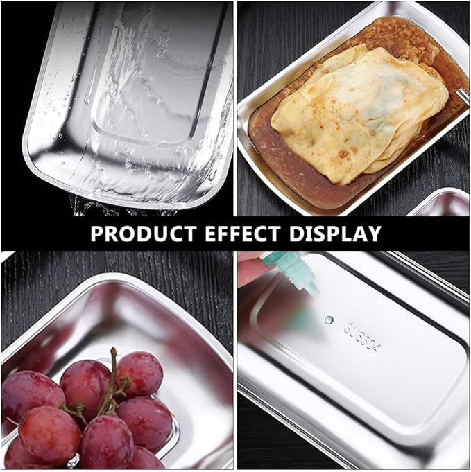 BESPORTBLE 304 Stainless Steel Tray Large Fruit Snack Serving Tray Food Holder Hotel Towel Dish for Kitchen and Dining