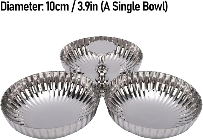 Pssopp Silver Tray Serving Plate, 304 Stainless Steel Reusable Snack Fruit Dessert Tray for Home Kitchen Party Nan