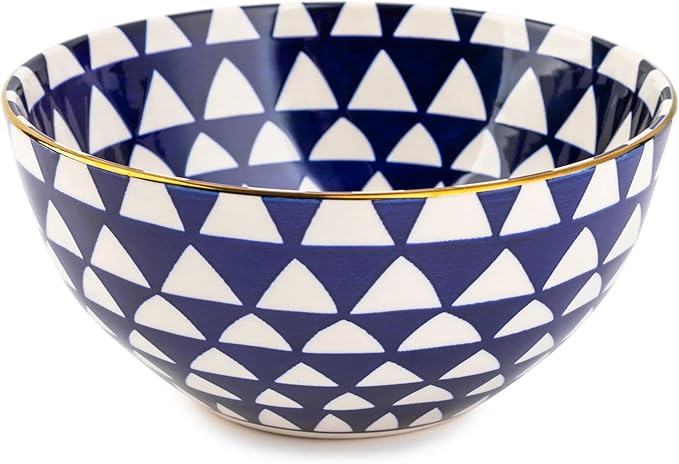 12-Piece Ceramic Dinnerware Set for 4, Plates and Bowls, Microwave and Dishwasher Safe (Blue and White)