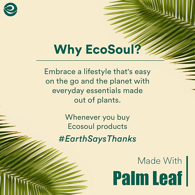 ECO SOUL Palm Leaf Plates 8"(50 Count) Round Compostable Bamboo Plates Heavy- Duty, Biodegradable Eco-Friendly Dinnerware for Christmas Party Dinner, Wedding, Holiday & Event