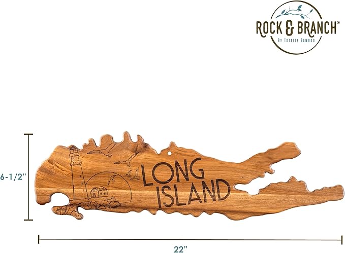 Totally Bamboo Rock & Branch Origins Series Long Island Shaped Cutting Board and Charcuterie Serving Tray, Includes Hang Tie for Wall Display