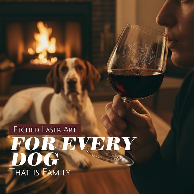 Etched Laser Art Personalized Dog Themed Etched Wine Glass - Custom Dog Breed Wine Glasses, Ideal for Pet Lovers, Unique Birthday Gift for Men & Women, Personalized Gift - Ariege Pointer, 12.75oz