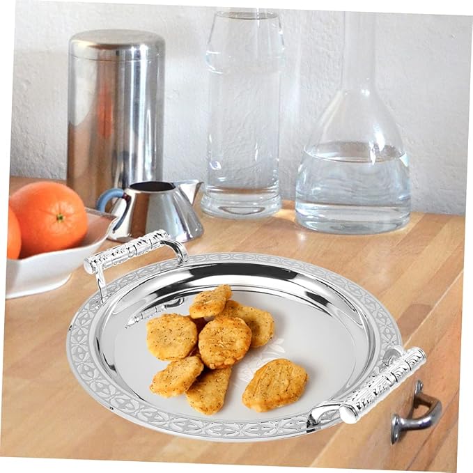 Stainless Steel European Style Dessert Serving Tray Elegant Fruit Snack Platter Portable Lightweight Storage Plate for Kitchen and Buffet Use