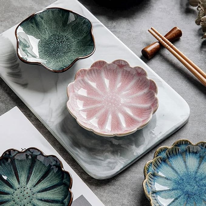 Dipping Sauce Dish Dipping Bowl Appetizer Plates Lotus Leaf Shaped Ceramics Seasoning Dishes Japanese Style Sauce Dish Ketchup Saucer Vinegar Spice Soy Sushi Seasoning Dipping Bowls Dipping Sauce Bowl