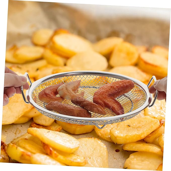 1 Set Mesh Drain Pan Barbeque Grill Plate Vegetable Drainer Fried Food Draining Rack Barbecue Grill Tray Smokeless Roasting Pan Roasting Tray Fruit Stainless Steel Egg Steamer