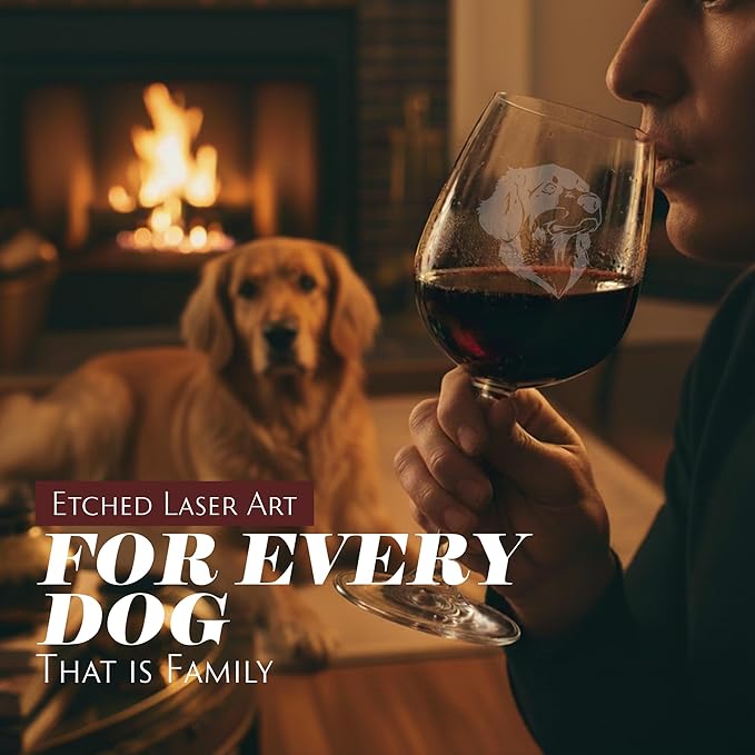 Etched Laser Art Hovawart Personalized Dog Themed Etched 12.75oz Wine Glass Custom Dog Breed Wine Glasses, Ideal for Pet Lovers, Unique Birthday Gift for Men & Women, Personalized Gift