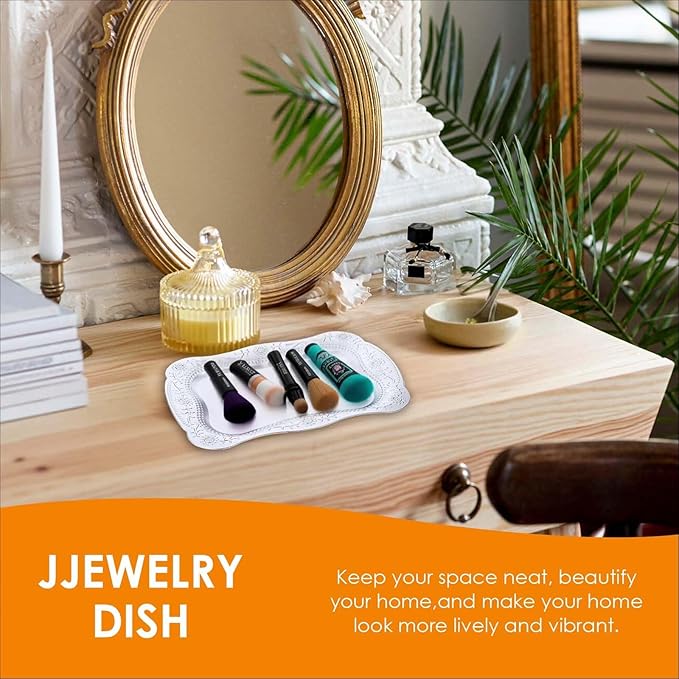 10 Pcs Plastic Serving Trays Rectangle Platters for Dessert Display Tray for Decoration Embossed Serving Platter Dish for Parties, Weddings, Engagements, Birthdays (13" x 9",Silver)