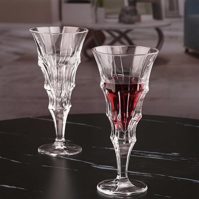 KAMMAK Wine Glasses Set of 2, 7.2 oz Hand Blown Crystal Bordeaux Wine Glasses, Thin Rim & Long Stem, Perfect for Red & White, Daily Use, Wedding Anniversary or Birthday Gift with Gift Box, Layered