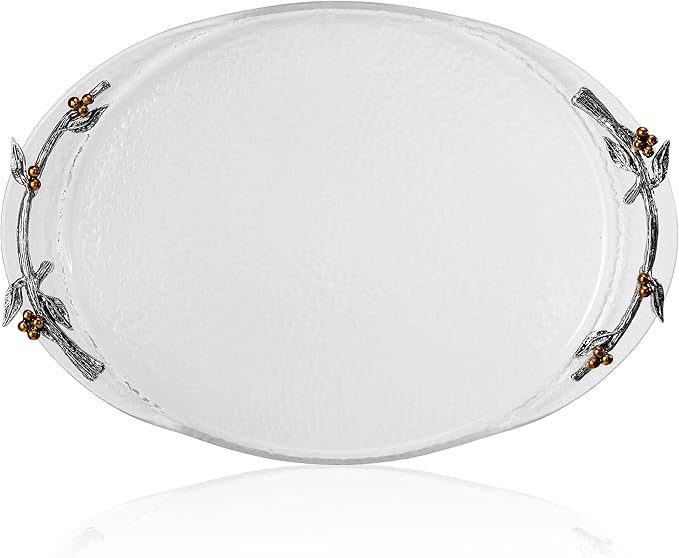 Fitz and Floyd Nature's Greeting Glass Serve Decorative Tray, 14 x 9.75 x 1.25 Inch