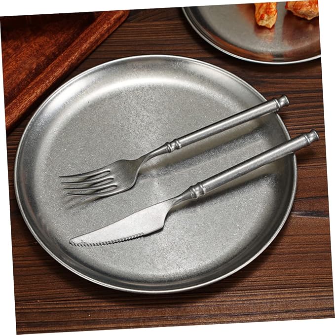 Mobestech Stainless Steel Old Style Bbq Plate Serving Tray for Steak Fruits Snacks