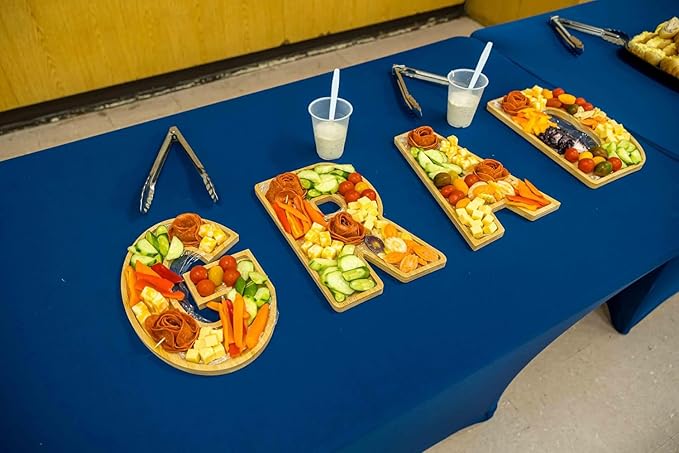 Set of 4 Serving Trays, Larger Solid Serving Platter, 15.5''*11.5'' Charcuterie Serving Board for Party Table Decor, Wooden Serving Trays & Platters for Garduate Anniversary Senior Year Party (Grad)
