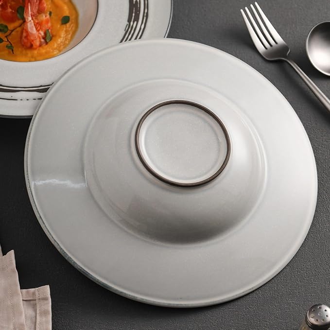 Modern Large Dinner Plates 10-inch Ceramic Plate Household Appetizer Straw Hat Pasta Restaurant Kitchen Hotel Commercial Breakfast Tableware Stackable Dinner Plates