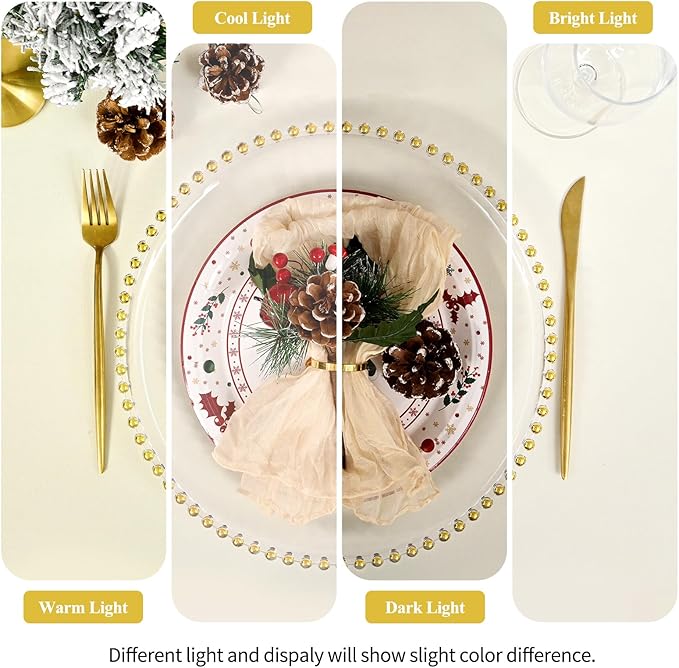 24 Pack Clear Charger Plates 13 Inch Clear Plastic Charger Plates with Beaded Rim Acrylic Round Dinner Plates for Home Kitchen Catering Wedding Table Event Party Dinner Tabletop Decoration (Gold)