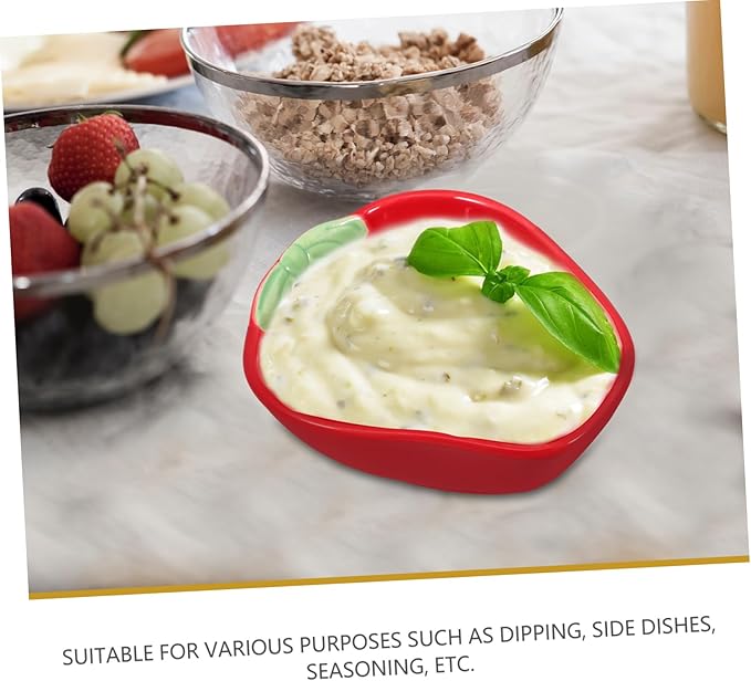 LIFKOME Ceramic Dipping Sauce Plate Multi-functional Appetizer Dish for Sauces Snacks and Seasonings Lightweight and Stylish Strawberry Bowl for Food Presentation