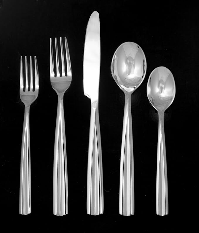 Ginkgo International Nico Stainless Steel Flatware, 42-piece set, Silver