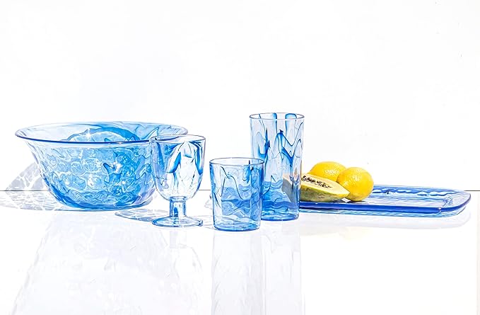 Aegean 17'' x 8.4'' Durable Acrylic Serving Tray, Shatter-Resistant and Dishwasher-Safe Indoor/Outdoor Plate to Serve Appetizers, Main Courses, Desserts, or Cheeses - Blue