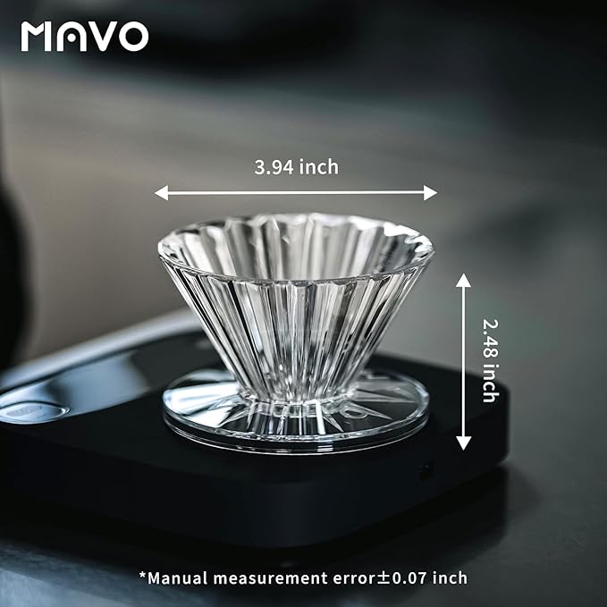 MAVO Pour Over Coffee Dripper, Detachable Hand Drip Brewer, Pour Over Coffee Maker, Compatible with V01 Paper Filters & Wave Filter 155